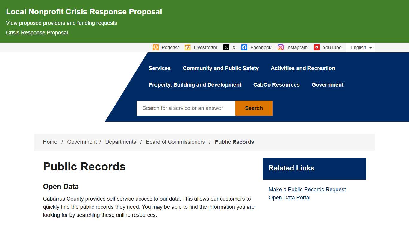 Public Records Cabarrus County